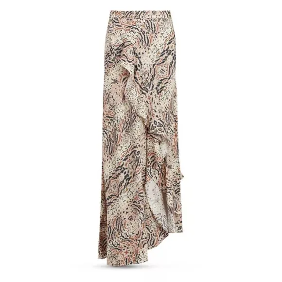 ALL SAINTS Women's Raya Arietta Animal Print Ruffled Skirt - Brown Size 2