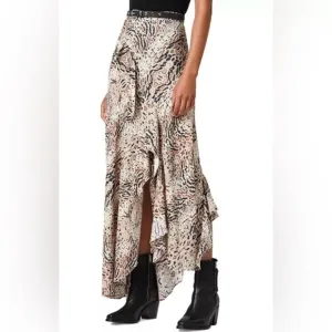 ALL SAINTS Women's Raya Arietta Animal Print Ruffled Skirt - Brown Size 2