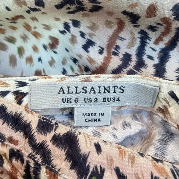 ALL SAINTS Women's Raya Arietta Animal Print Ruffled Skirt - Brown Size 2