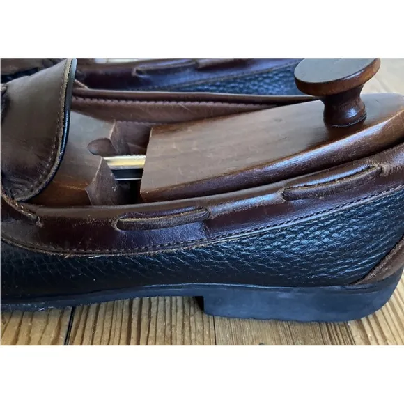 Allen Edmonds &quot;NASHUA&quot; Tassel Loafers Sz 12E Black/Brown Trim Shoe Casual Slipon