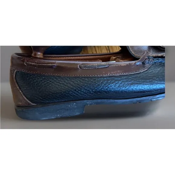 Allen Edmonds &quot;NASHUA&quot; Tassel Loafers Sz 12E Black/Brown Trim Shoe Casual Slipon