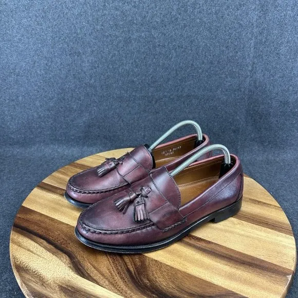 Allen Edmonds &quot;SCHREIER&quot; Tassel Leather Loafers 10B Oxblood 50193