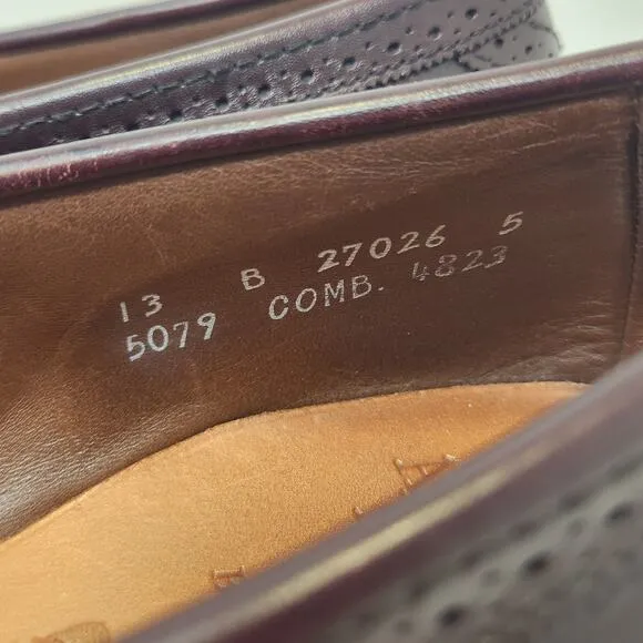Allen Edmonds Bridgeton Brogue Kiltie Tassel Loafers Size 13 B Burgundy Leather