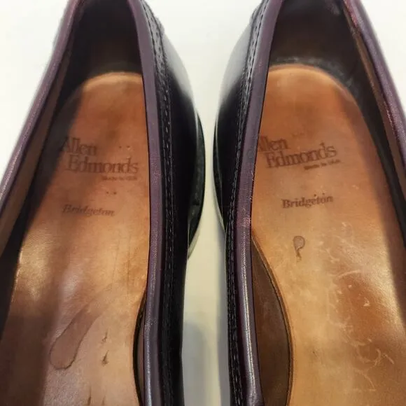 Allen Edmonds Bridgeton Brogue Kiltie Tassel Loafers Size 13 B Burgundy Leather