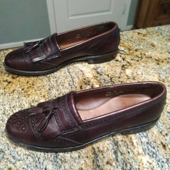 Allen Edmonds Bridgeton Men's Leather Tassel Loafers Burgundy Size 9.5 A 5079