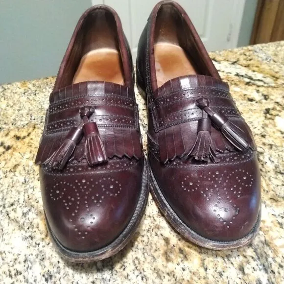 Allen Edmonds Bridgeton Men's Leather Tassel Loafers Burgundy Size 9.5 A 5079