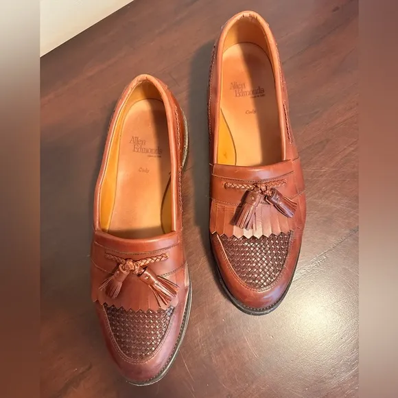 ALLEN EDMONDS Cody Woven Front Tassel Loafers Chili Brown Size 11.5