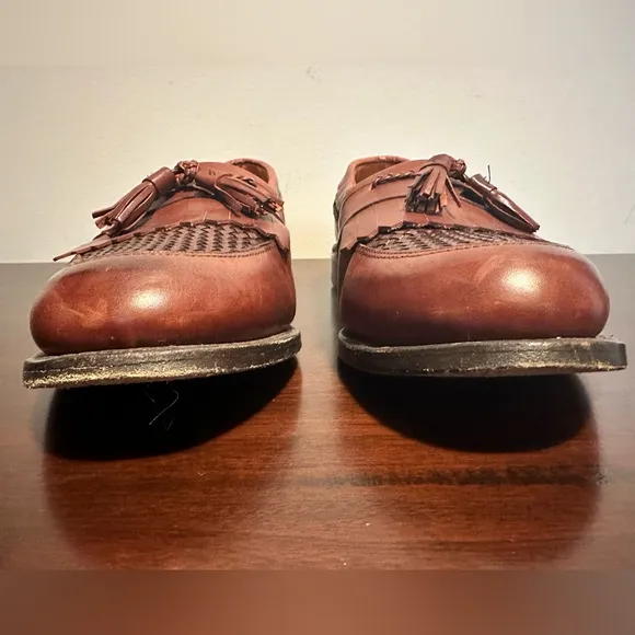 ALLEN EDMONDS Cody Woven Front Tassel Loafers Chili Brown Size 11.5