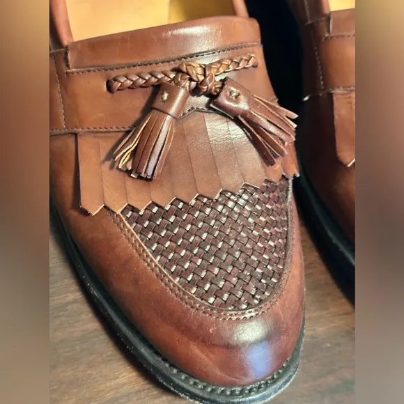 ALLEN EDMONDS Cody Woven Front Tassel Loafers Chili Brown Size 11.5
