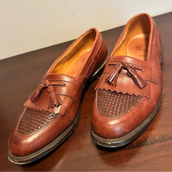 ALLEN EDMONDS Cody Woven Front Tassel Loafers Chili Brown Size 11.5