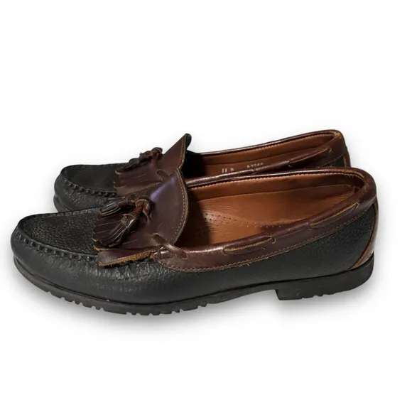 Allen Edmonds Men's NASHUA Black/Brown Leather Tassel Kiltie Loafers Size 11‎ B