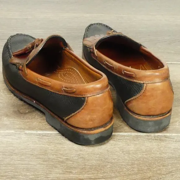 Allen Edmonds Nashua Brown‎ Black Leather Kiltie Tassel Loafers 8.5 D