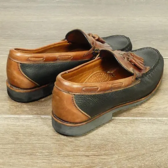 Allen Edmonds Nashua Brown‎ Black Leather Kiltie Tassel Loafers 8.5 D
