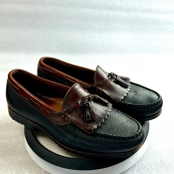 Allen Edmonds Nashua Tassle Loafers 10 Men’s Black &amp; Brown Leather