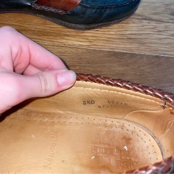 Allen Edmonds Newcastle Vintage Brown and Black Leather Braided Loafers
