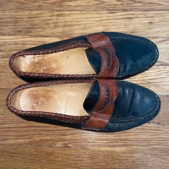 Allen Edmonds Newcastle Vintage Brown and Black Leather Braided Loafers