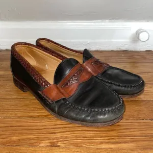 Allen Edmonds Newcastle Vintage Brown and Black Leather Braided Loafers