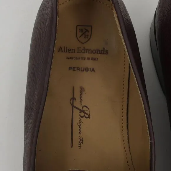 Allen Edmonds Perugia Tassel Loafer Brown Leather Made in Italy‎ Men's 11D