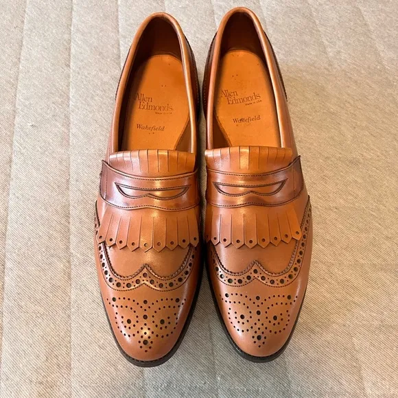 ALLEN EDMONDS Sz 11 AAA Wakefield Slipon Brown Leather Loafers Worn 1 x Orig$425