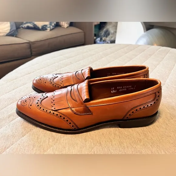 ALLEN EDMONDS Sz 11 AAA Wakefield Slipon Brown Leather Loafers Worn 1 x Orig$425