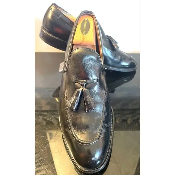 Allen Edmonds Vintage Saratoga Black Tassel Leather Loafers 8.5 B Dress Shoes