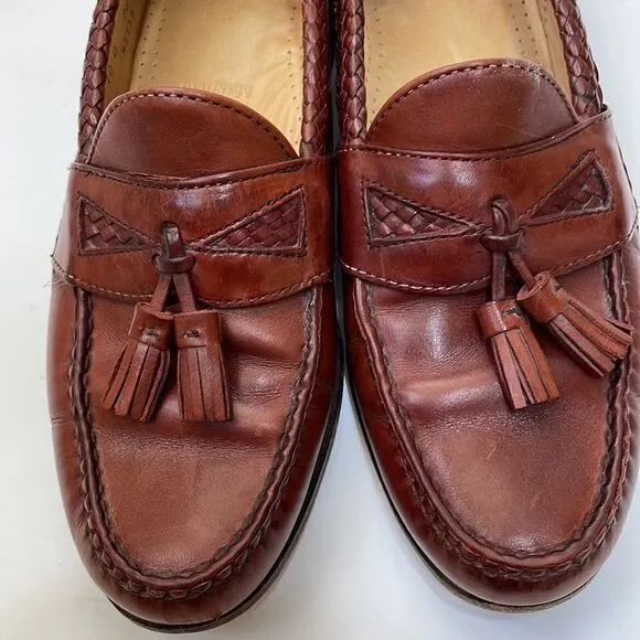 ALLEN EDMONDS MAXFIELD TASSEL LOAFERS IN BROWN LEATHER