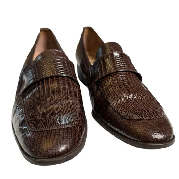 Allison Chase Womans Brown Crocodile Print Loafers Size 9B Comfortable Stylish