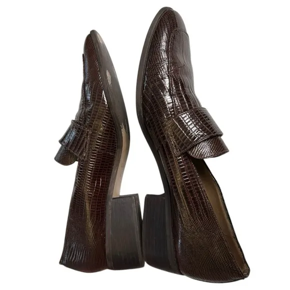 Allison Chase Womans Brown Crocodile Print Loafers Size 9B Comfortable Stylish
