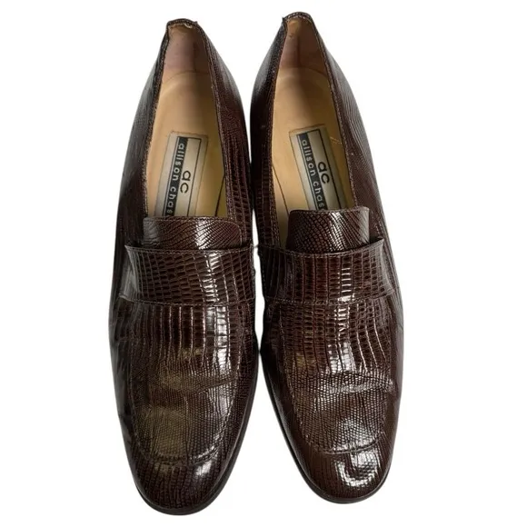 Allison Chase Womans Brown Crocodile Print Loafers Size 9B Comfortable Stylish