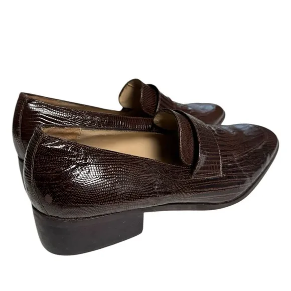 Allison Chase Womans Brown Crocodile Print Loafers Size 9B Comfortable Stylish