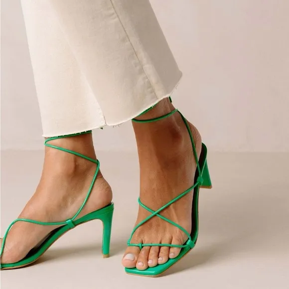ALOHAS BELLINI SANDAL NEON GREEN STRAPPY LACE UP Size 40