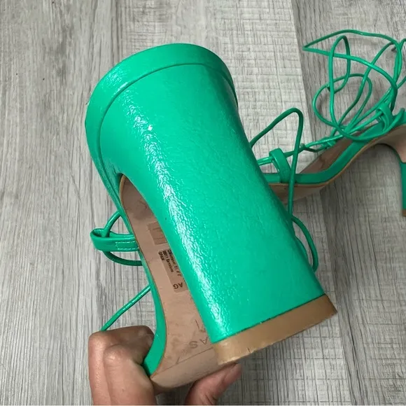 ALOHAS BELLINI SANDAL NEON GREEN STRAPPY LACE UP Size 40
