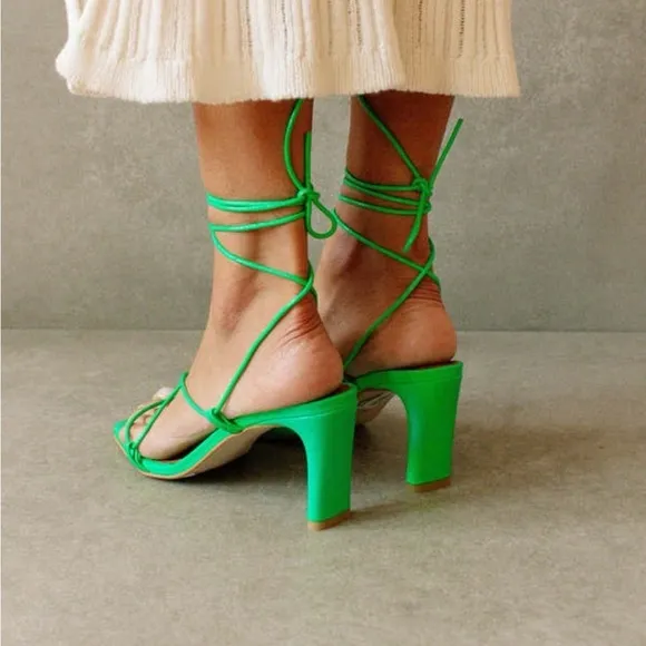 ALOHAS BELLINI SANDAL NEON GREEN STRAPPY LACE UP Size 40