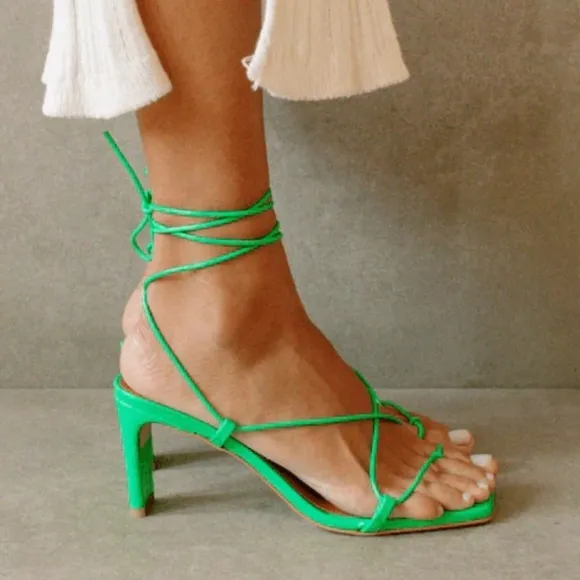 ALOHAS BELLINI SANDAL NEON GREEN STRAPPY LACE UP Size 40