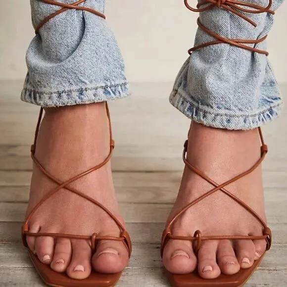 Alohas Bellini Tan Brown Leather Sandals
