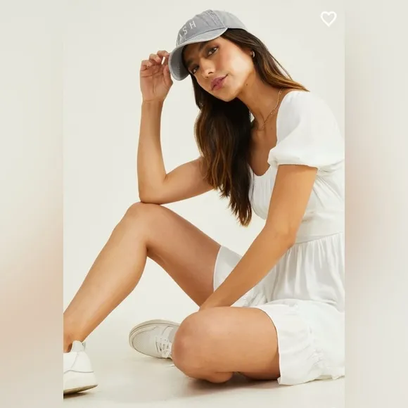 Altar’d State Madison Puff Sleeve Dress White Large NWT