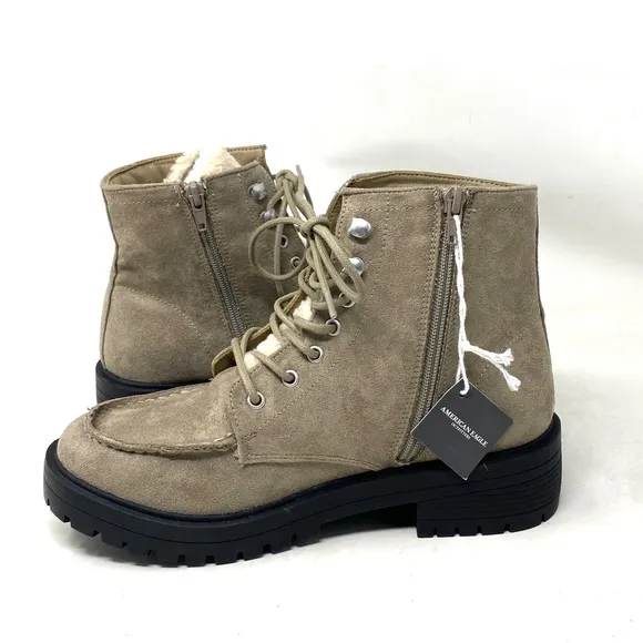 American Eagle AE Boots Women's Size Gray Suede Faux Fur Snow 041 114 5993-256