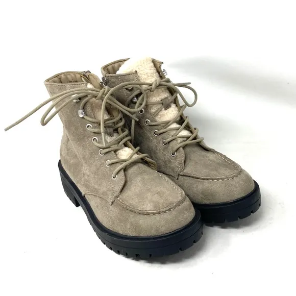 American Eagle AE Boots Women's Size Gray Suede Faux Fur Snow 041 114 5993-256
