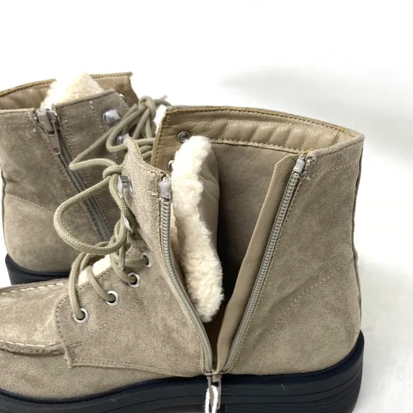 American Eagle AE Boots Women's Size Gray Suede Faux Fur Snow 041 114 5993-256
