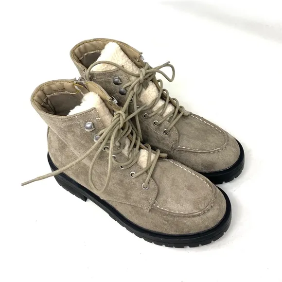 American Eagle AE Boots Women's Size Gray Suede Faux Fur Snow 041 114 5993-256