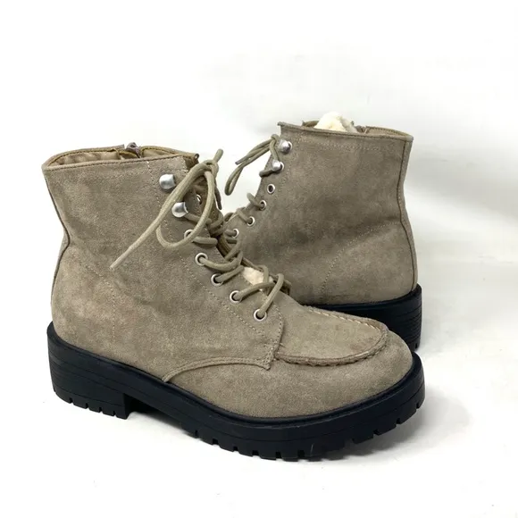 American Eagle AE Boots Women's Size Gray Suede Faux Fur Snow 041 114 5993-256