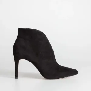 &amp; Other Stories Front Cut Black Suede Leather Point Toe Heeled Boots Size 9.5