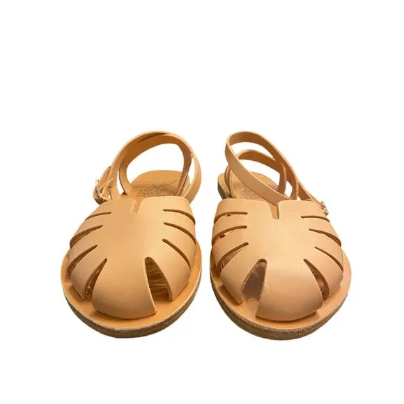 Ancient Greek Sandals Aella Vachetta Cage Flat Strappy Ankle Strap Natural 6/36