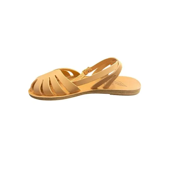 Ancient Greek Sandals Aella Vachetta Cage Flat Strappy Ankle Strap Natural 6/36
