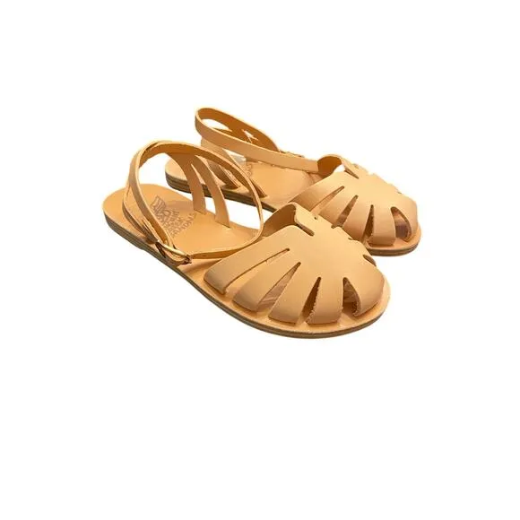 Ancient Greek Sandals Aella Vachetta Cage Flat Strappy Ankle Strap Natural 6/36