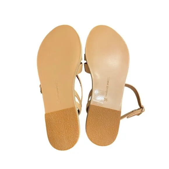 Ancient Greek Sandals Aella Vachetta Cage Flat Strappy Ankle Strap Natural 6/36