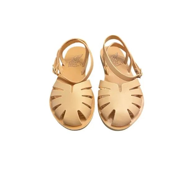 Ancient Greek Sandals Aella Vachetta Cage Flat Strappy Ankle Strap Natural 6/36