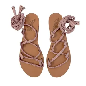 ANCIENT Greek Sandals Kariatida Knee High Gladiator Flat Sandals Suede Blush