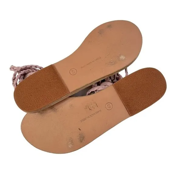 ANCIENT Greek Sandals Kariatida Knee High Gladiator Flat Sandals Suede Blush