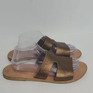 Ancient Greek Sandals Apteros Metallic Bronze Flat Sandals Women's Size 42